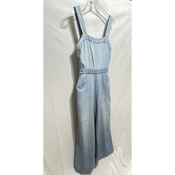 Madewell Jumpsuit Denim Jean Chambray Muralist Tie Crop Waist Wide Leg Sz 2 - Picture 13 of 16